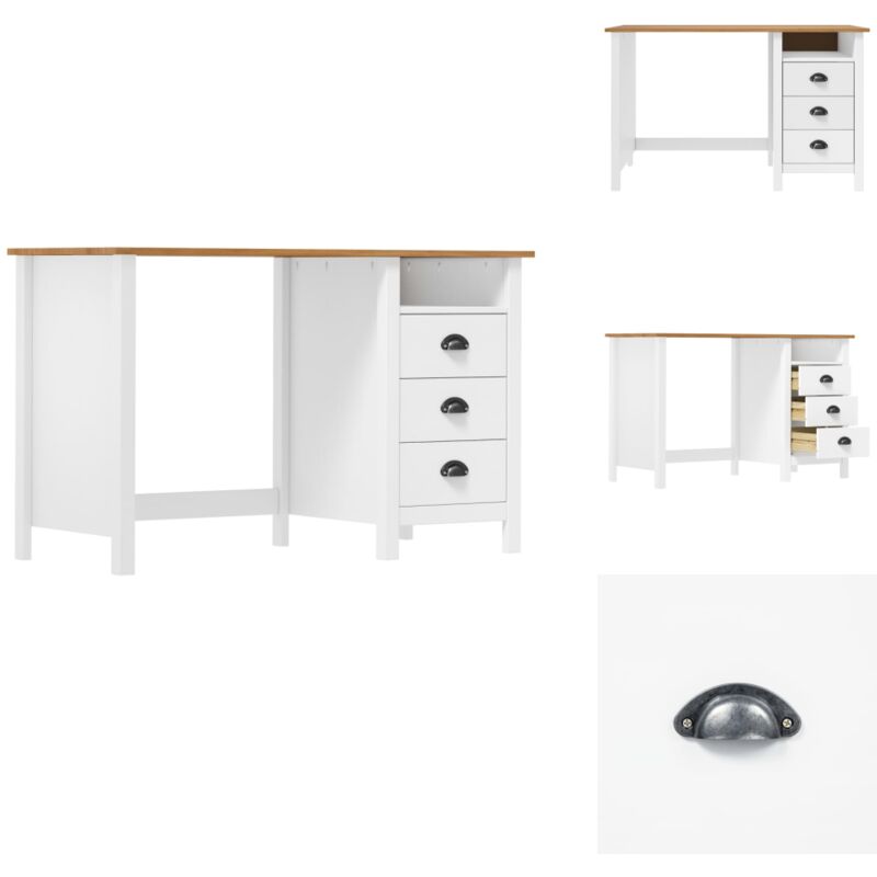 Vidaxl - Bureau Hill avec 3 tiroirs 120x50x74 cm Pin solide - Bureau En Bois - Bureau Moderne - Bureau Compact - Bureau Avec Tiroir - Bureau Enfant