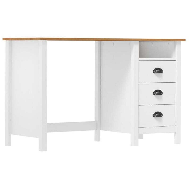 Bureau Hill avec 3 tiroirs 120x50x74 cm Pin solide