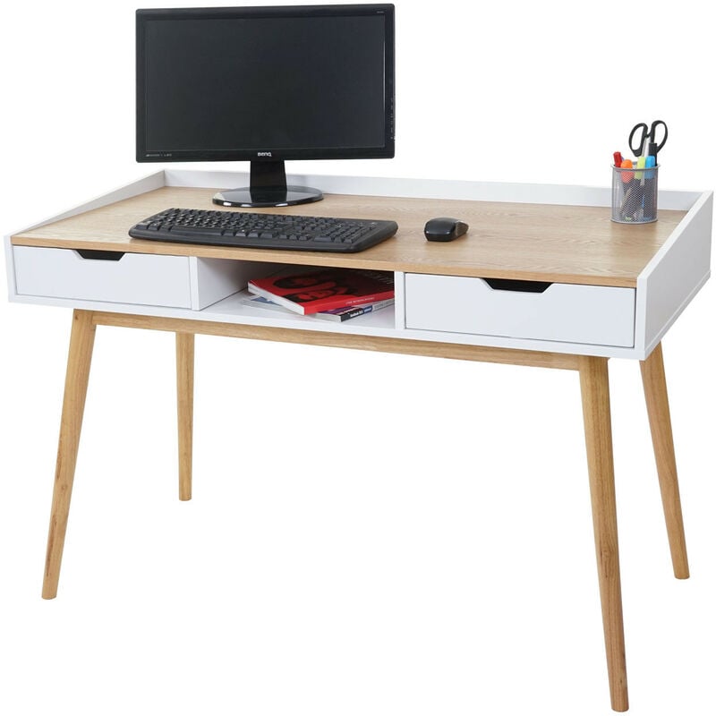 Bureau HWC-A70, table d'ordinateur, 120x55cm MDF aspect frêne