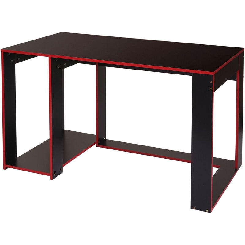 Bureau HWC-J26, bureau informatique table de bureau, 120x60x76cm noir-rouge