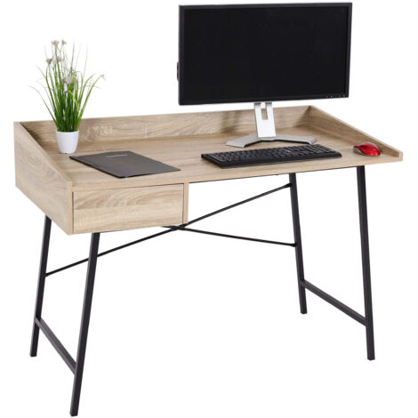 Bureau HWC-J97, bureau informatique, tiroir structure 3D 98x114x60cm MVG-certifié aspect chêne