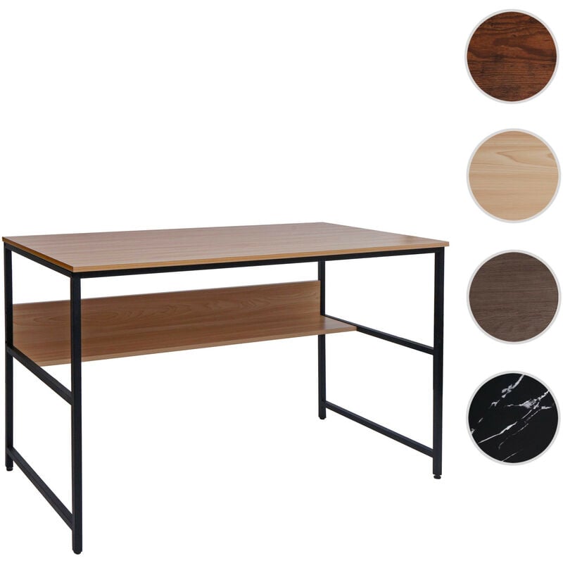 Mendler - Bureau HWC-K80 - table d'ordinateur table de travail table de rangement - métal mdf 120x60cm - aspect marbre noir