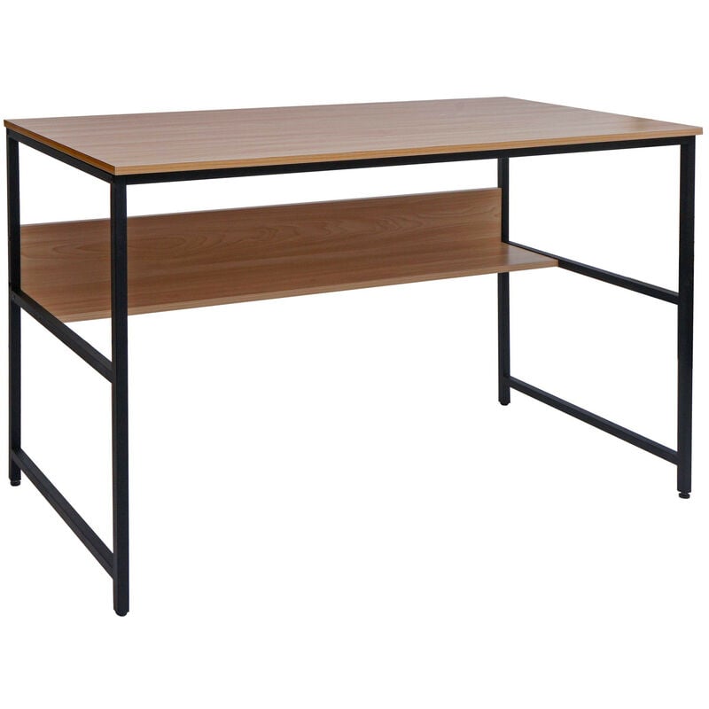 Mendler - Bureau HWC-K80 - table d'ordinateur table de travail tablette - métal mdf 120x60cm - naturel