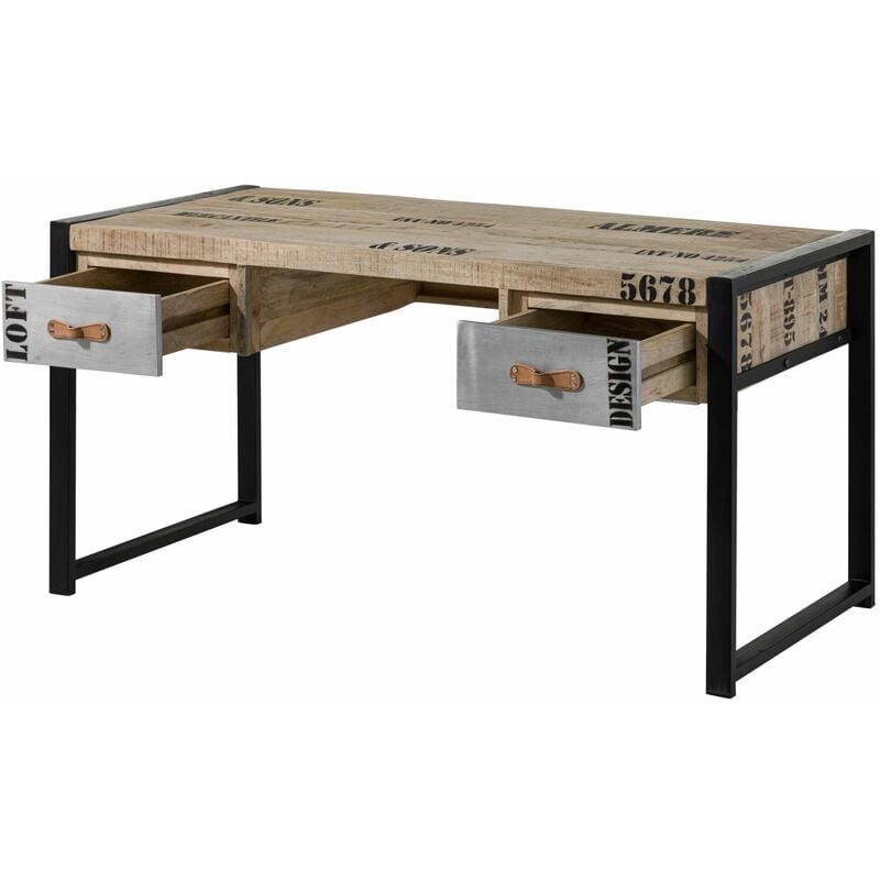 Massivmoebel24 - Bureau 150x70 Manguier brut imprimé Bois naturel factory 124