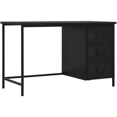 Bureau industriel avec tiroirs Noir 120x55x75 cm Acier
