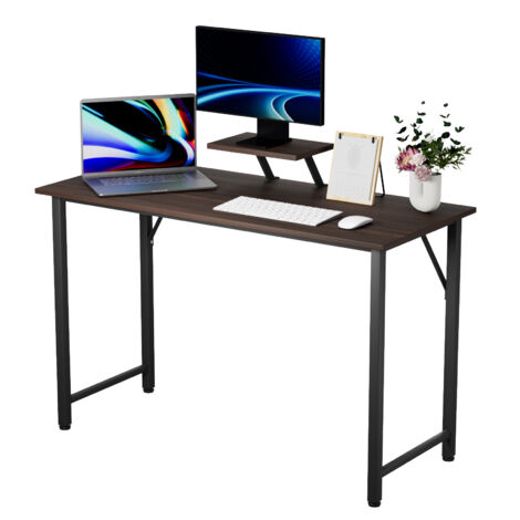 Bureau Informatique 100x50cm, Table d'ordinateur Simple, Petit Bureau Ordinateur avec Support Amovible de Surélévation, Adapté au Bureaux, au Salon, à la Maison (Noir)