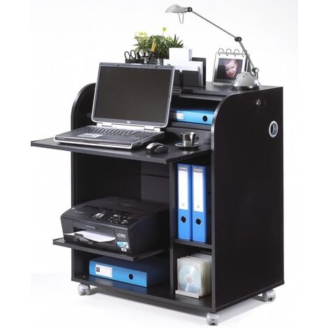Bureau informatique à rideau noir Must 80cm