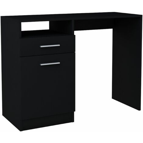 Bureau Informatique avec Rangement, Tiroir Noir - Table d'ordinateur Style contemporain - 100 x 50 x 75 cm
