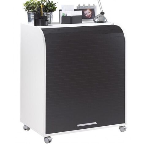 Bureau informatique blanc à rideau noir Must 80cm