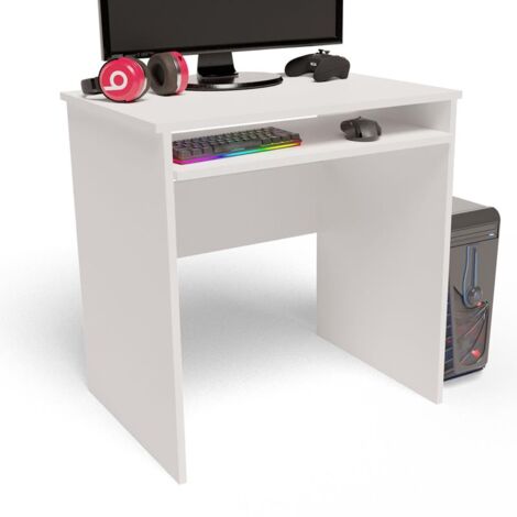 Bureau Informatique Blanc - Table d'ordinateur Style contemporain - 70 x 51 x 76 cm