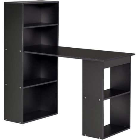 Bureau informatique, bureau avec rangement, 6 compartiments ouverts, table d'ordinateur pour chambre, studio, 120 x 55 x 120 cm, noir