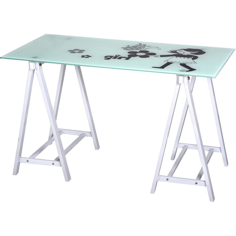 Fraschetti - bureau informatique fille en acier et verre L120xP60xH72 cm