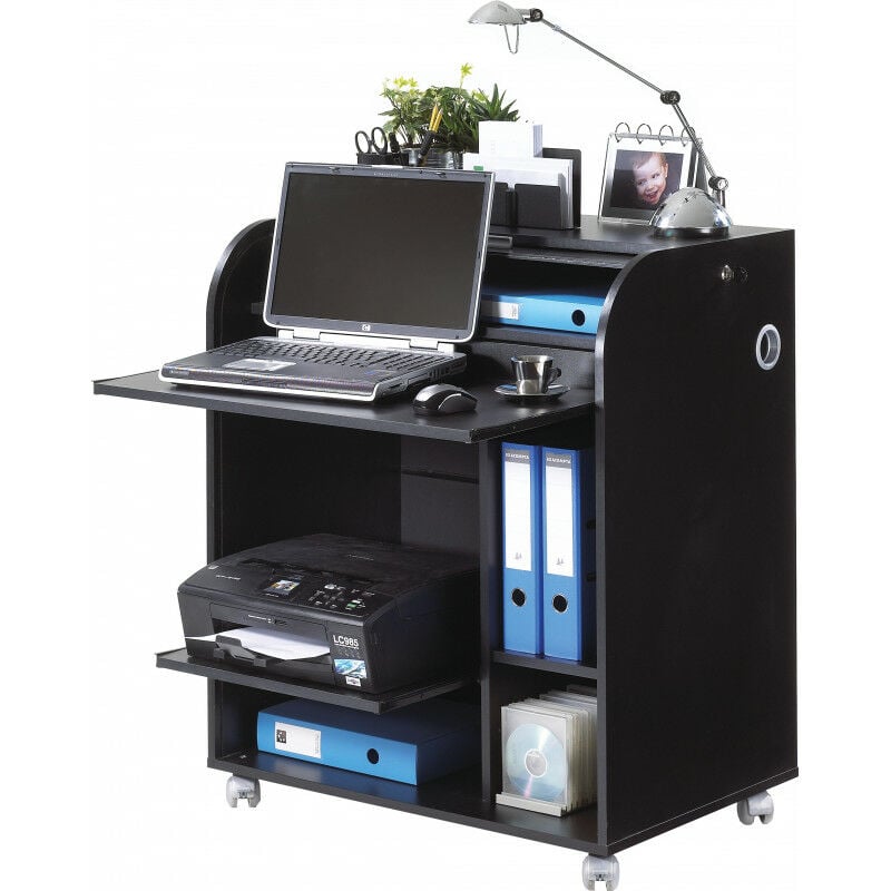 Beaux Meubles Pas Chers - Bureau Informatique Noir et Blanc 6 Niches