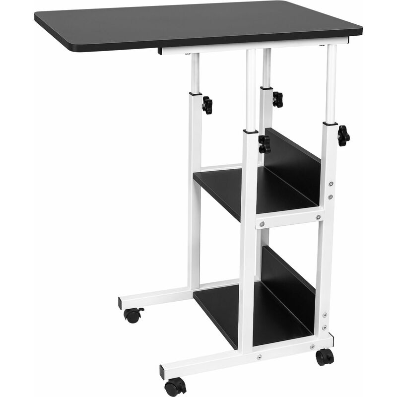 Yongqing - Bureau informatique sur roulettes avec tiroirs Bureau Debout Réglable en Hauteur Table d'Appoint pour Salon Chambre-noir