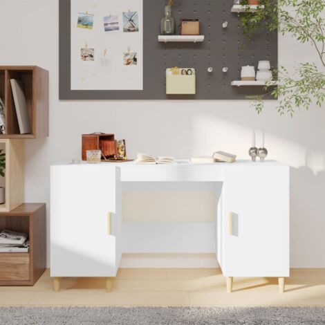 Bureau informatique Table de bureau - Blanc 140x50x75 cm Bois d'ingénierie BV466365 - BonneVie