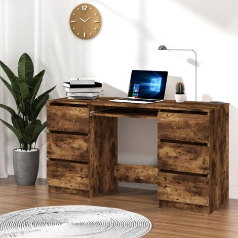 Bureau informatique Table de bureau - Chêne fumé 140x50x77 cm Bois d'ingénierie BV588121 - BonneVie