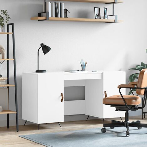 Bureau Informatique, Table de travail, Meuble de Bureau blanc 140x50x75 cm bois d'ingénierie HYB72780