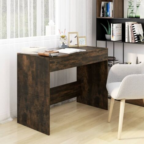 Bureau Informatique, Table de travail, Meuble de Bureau Chêne fumé 101x50x76,5 cm Aggloméré HYB31793