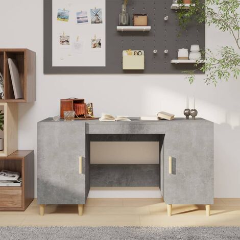 Bureau Informatique, Table de travail, Meuble de Bureau Gris béton 140x50x75 cm Bois d'ingénierie HYB57954