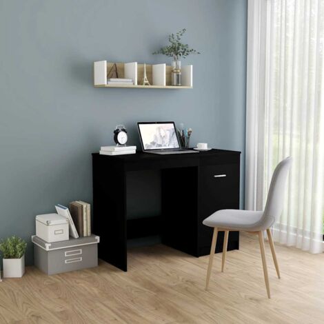 Bureau Informatique, Table de travail, Meuble de Bureau Noir 100x50x76 cm Aggloméré HYB29652