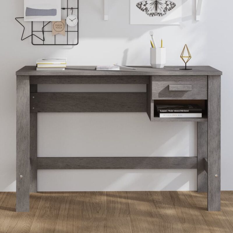 Bonnevie - Bureau informatique Table d'ordinateur - Gris clair 110x40x75 cm Bois massif de pin BV690786