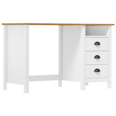 Bureau informatique Table d'ordinateur - Hill Range avec 3 tiroirs 120x50x74 cm Pin solide BV315205 - BonneVie