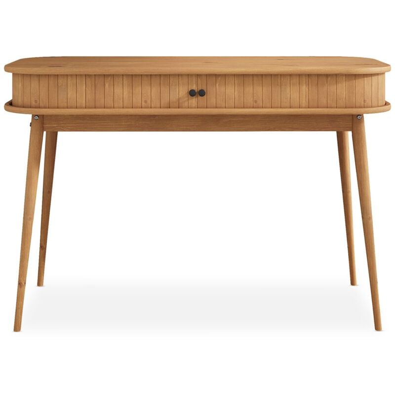 Idimex - Bureau jari avec porte coulissante, en bois massif - Coloris chêne