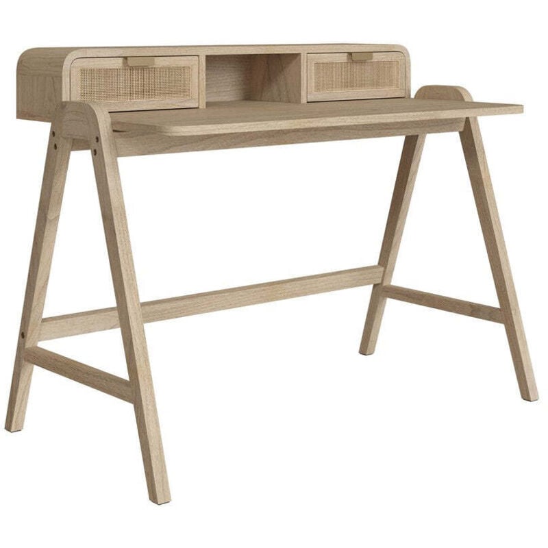 Rendez-vous Déco - Bureau en bois de mindi et cannage - khao