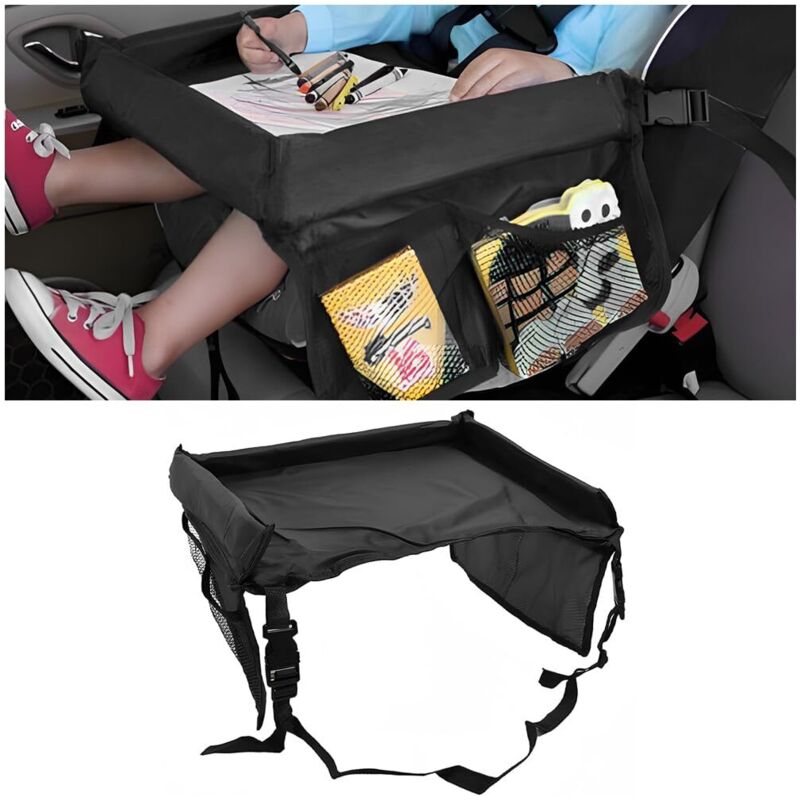 Bureau Lap Pour Siège Voiture, Plateau Siège Voitures Pour Enfants, Plateau De Voyage Enfant Voitures Avec Grande Espace Sac Rangement Accessoires