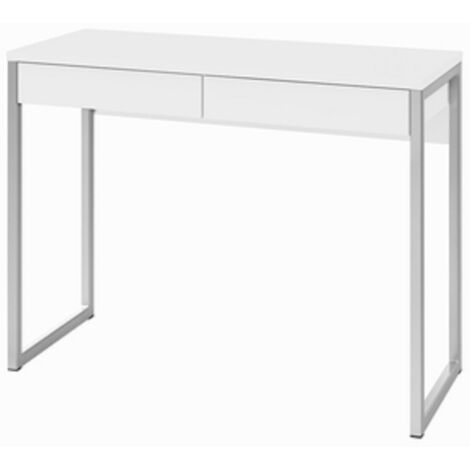 Bureau laqué blanc 102x40x76 cm – Gain de place moderne – Livré en kit à assembler – Compatible avec chaises de bureau - 80122uu
