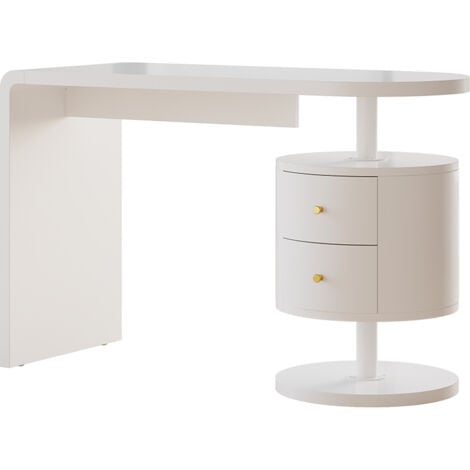 Bureau Lara, Blanc Haute brillance, 120 x 50 cm avec 2 tiroirs, Vicco