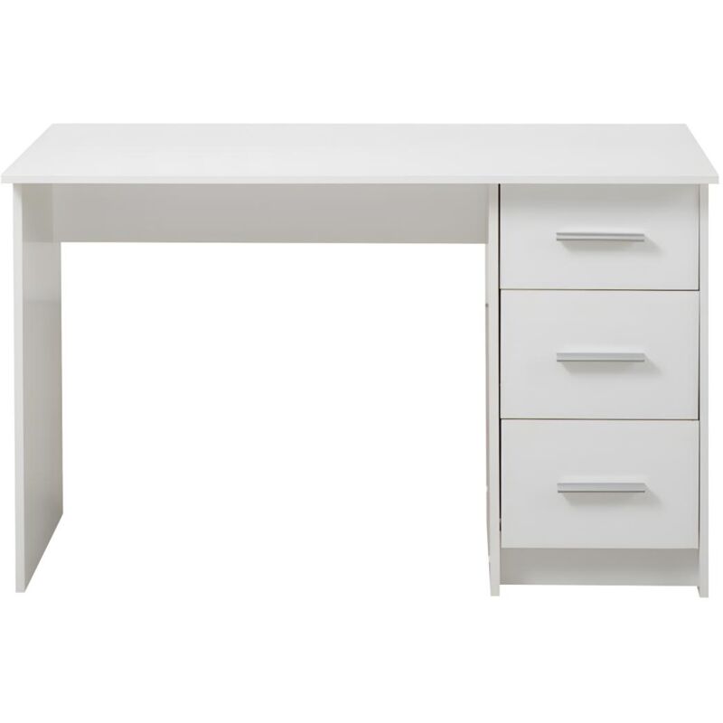 Vente-unique - Bureau leondine - 3 tiroirs - Blanc