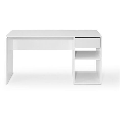 Bureau Madrid Avec Tiroir Largeur 140cm Blanc Blanc 5014bl