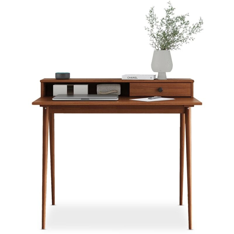 Bureau MALINA en pin massif avec 1 tiroir lasuré brun foncé