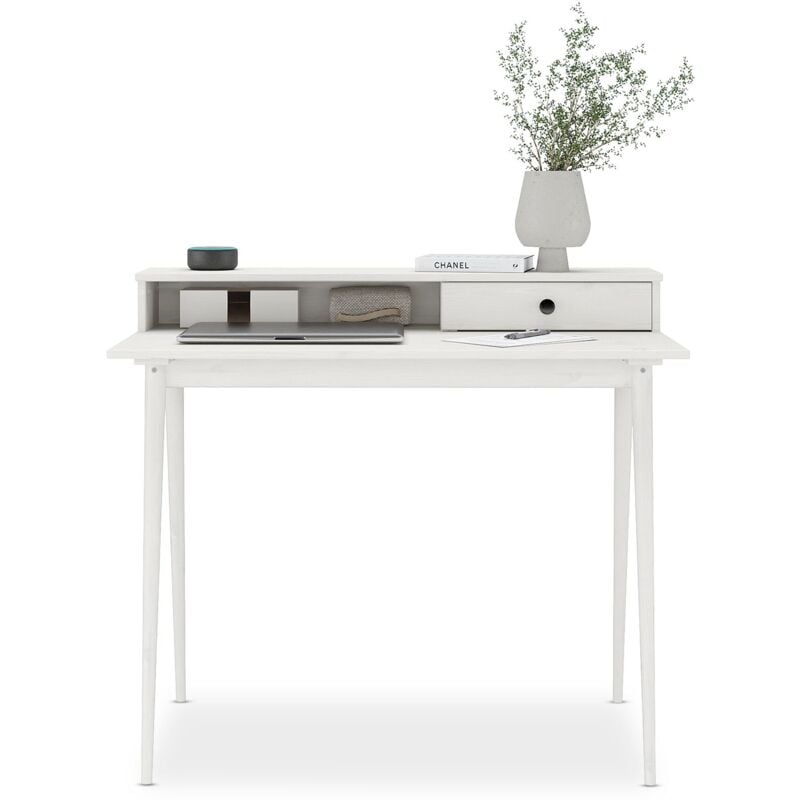Bureau MALINA en bois massif avec 1 tiroir - Blanc