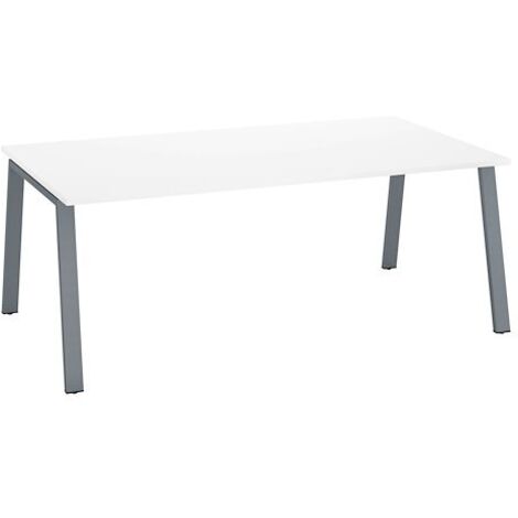 Bureau Manager blanc 200 x 100 cm, piétement métal aluminium - Arch - Maxiburo