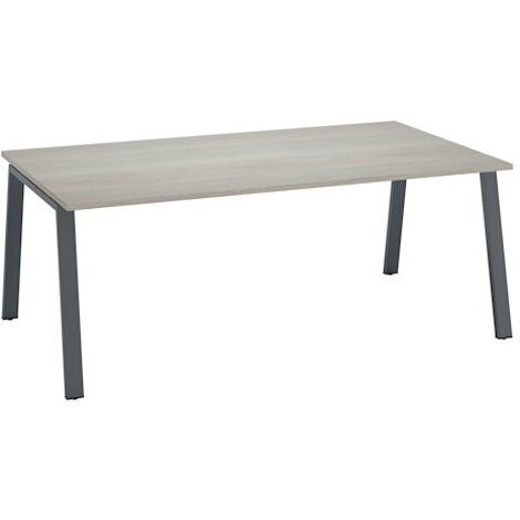 Bureau Manager chêne gris 200 x 100 cm, piétement métal anthracite - Arch - Maxiburo