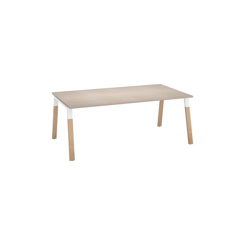 Sans Marque - Bureau manager l 200 x p 100 cm, piètement métal et bois chêne clair - Arch - Maxiburo