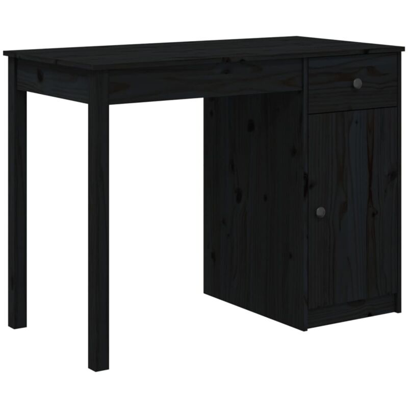 Vidaxl - Bureau Noir 100x50x75 cm Bois massif de pin
