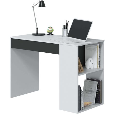Bureau Masster avec 1 tiroir en blanc Artik et gris anthracite au style moderne 73x101x50 cm