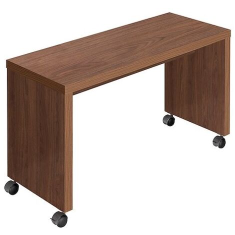 Bureau mobile L 100 x P 40 cm en noyer – Plateau alvéolaire 38 mm – 4 roulettes multidirectionnelles – Charge jusqu'à 25 kg