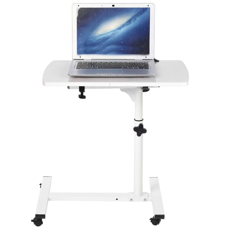 Treetalk - Bureau mobile pour ordinateur portable, bureau réglable en hauteur, 4 roulettes avec frein, blanc
