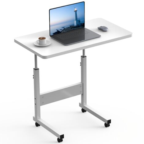 Bureau Mobile Réglable Hauteur 69-90cm - Table PC sur Roulettes avec Blocage Sécurité (60x40cm)  Idéal Canapé/Chambre/Bureau - Design Compact pour Télétravail Érgonomique