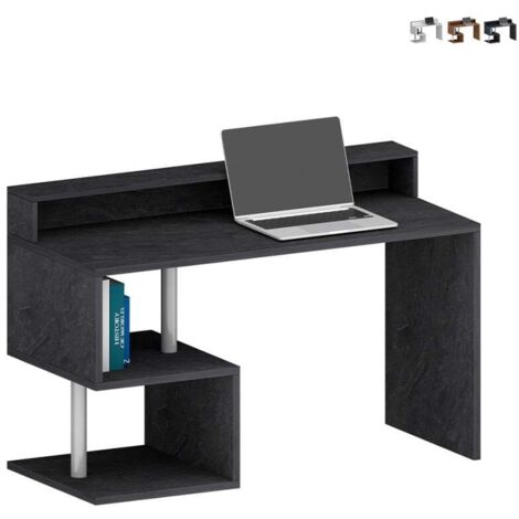 Bureau moderne élégant avec surélévation 140x60x92.5cm Esse 2 Plus - Noir