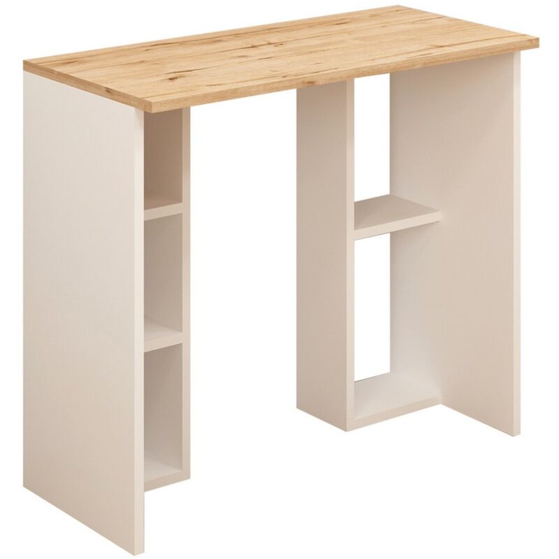 Epikasa - Bureau Moderne Luis, Panneau Aggloméré Mélaminé, Blanc, Marron, 85x40x74 cm