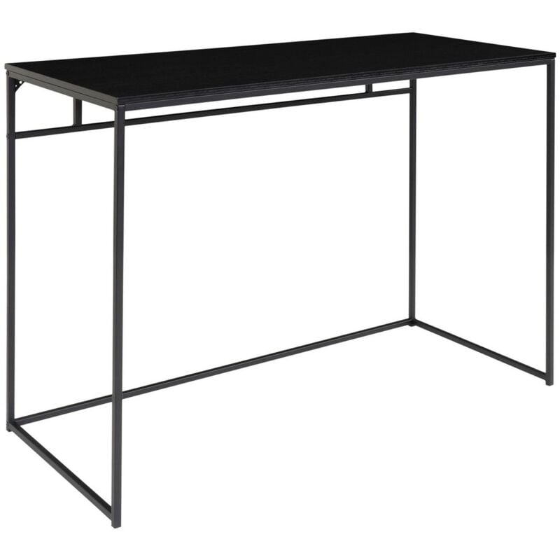 Bureau Moderne Vita, Métal, Panneau Aggloméré Mélaminé, Noir, 45x100x75 cm
