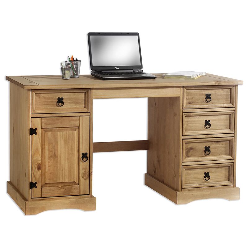 Bureau Multi Rangements Tequila Style Mexicain En Pin Massif A La Finition Ciree 81384