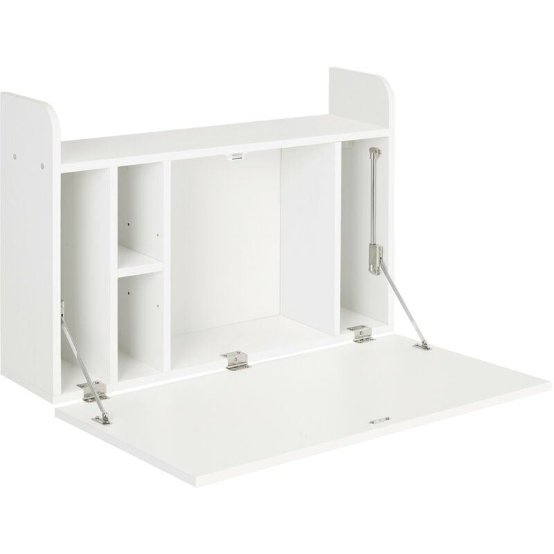 MH - Bureau mural multi-rangement pliable clovis blanc