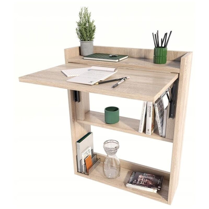 Bureau mural pliable Sonoma, armoire, étagère, bibliothèque