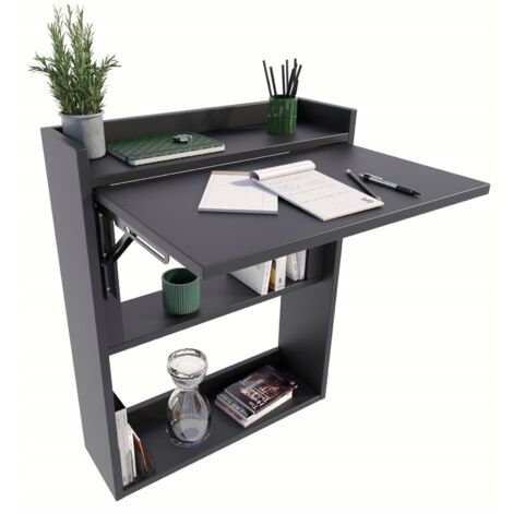 Bureau mural pliant noir pour bureau, studio, salon MK